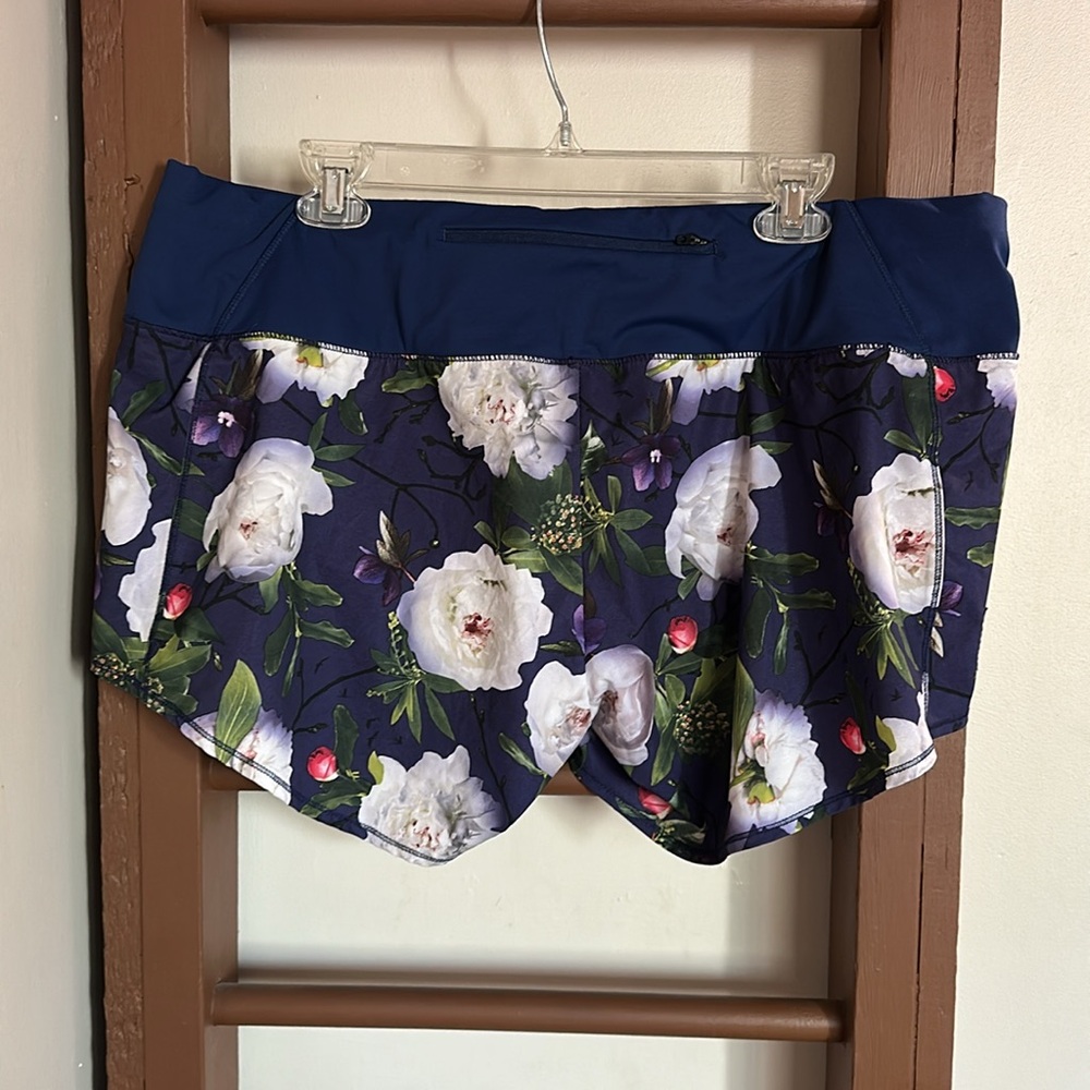 Oiselle Navy Floral Athletic Running Shorts